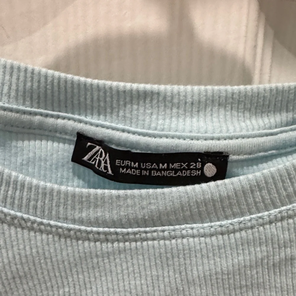Zara Soft Blue Ribbed Top - Picture 3 of 4
